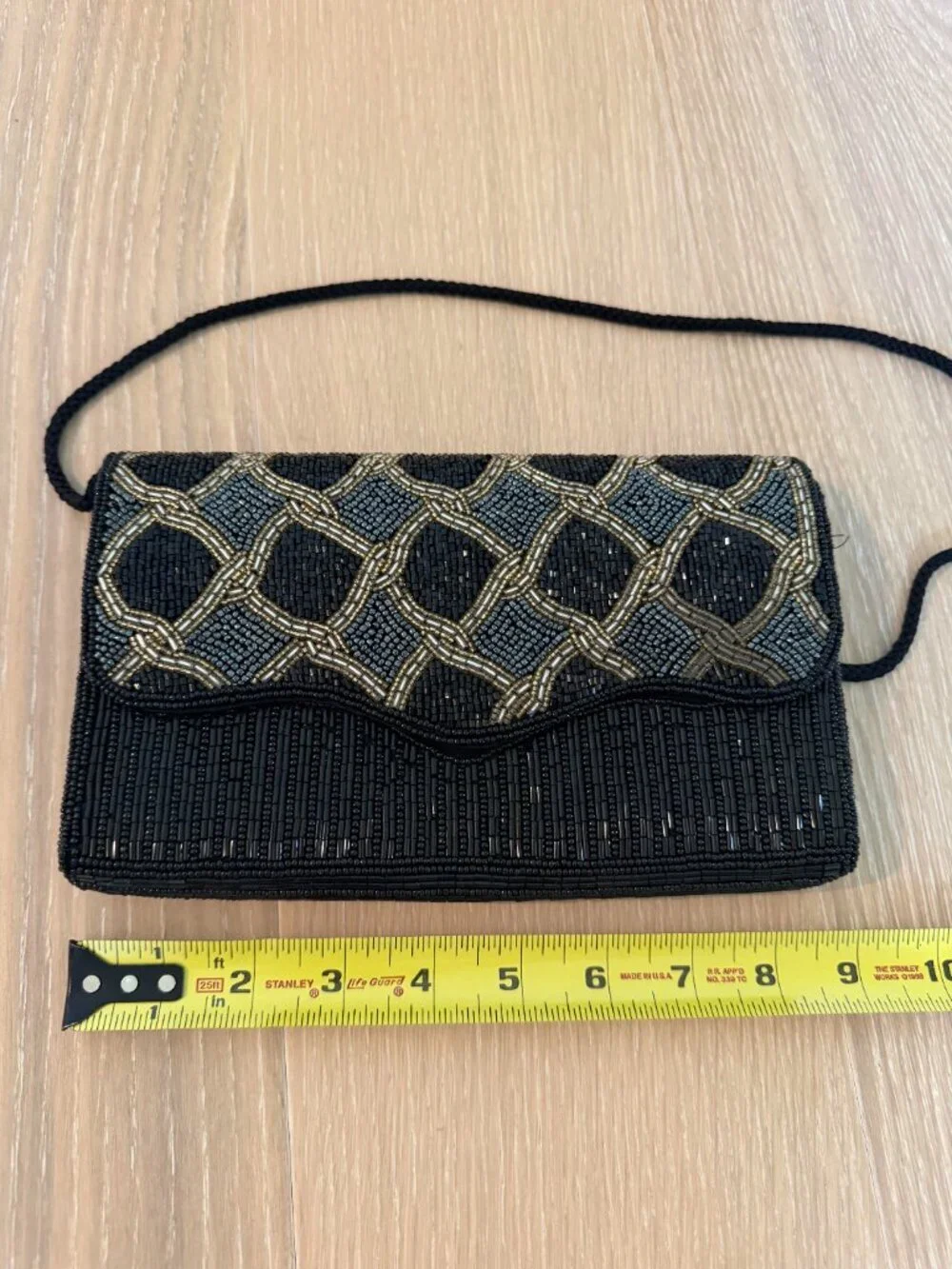 Bechamel Beaded Geometric Evening Clutch Bag Purse Vintage Black